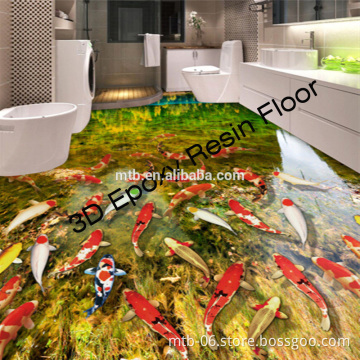Scratch Resistant 3D Epoxy Resin Floor for Bathroom
